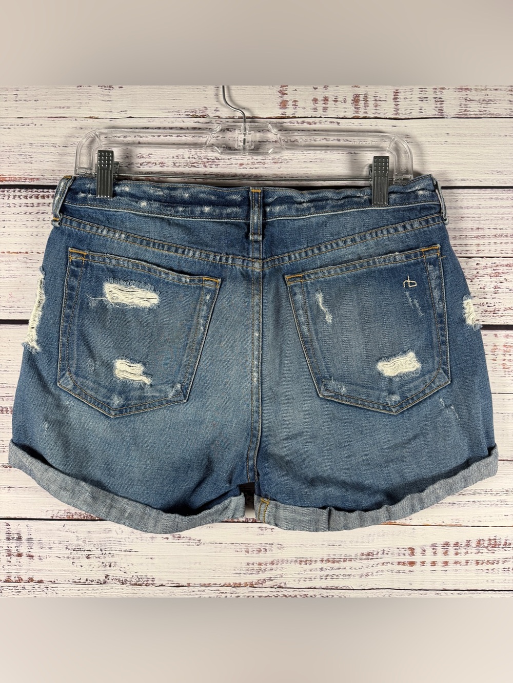 Rag & Bone Distressed Denim Shorts Cuffed Boyfriend Fit Size 27 - Picture 2 of 8